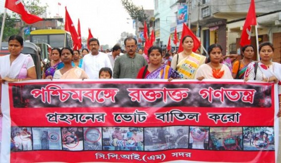CPI(M)  organizes protest against the violence and rigging in West Bengal